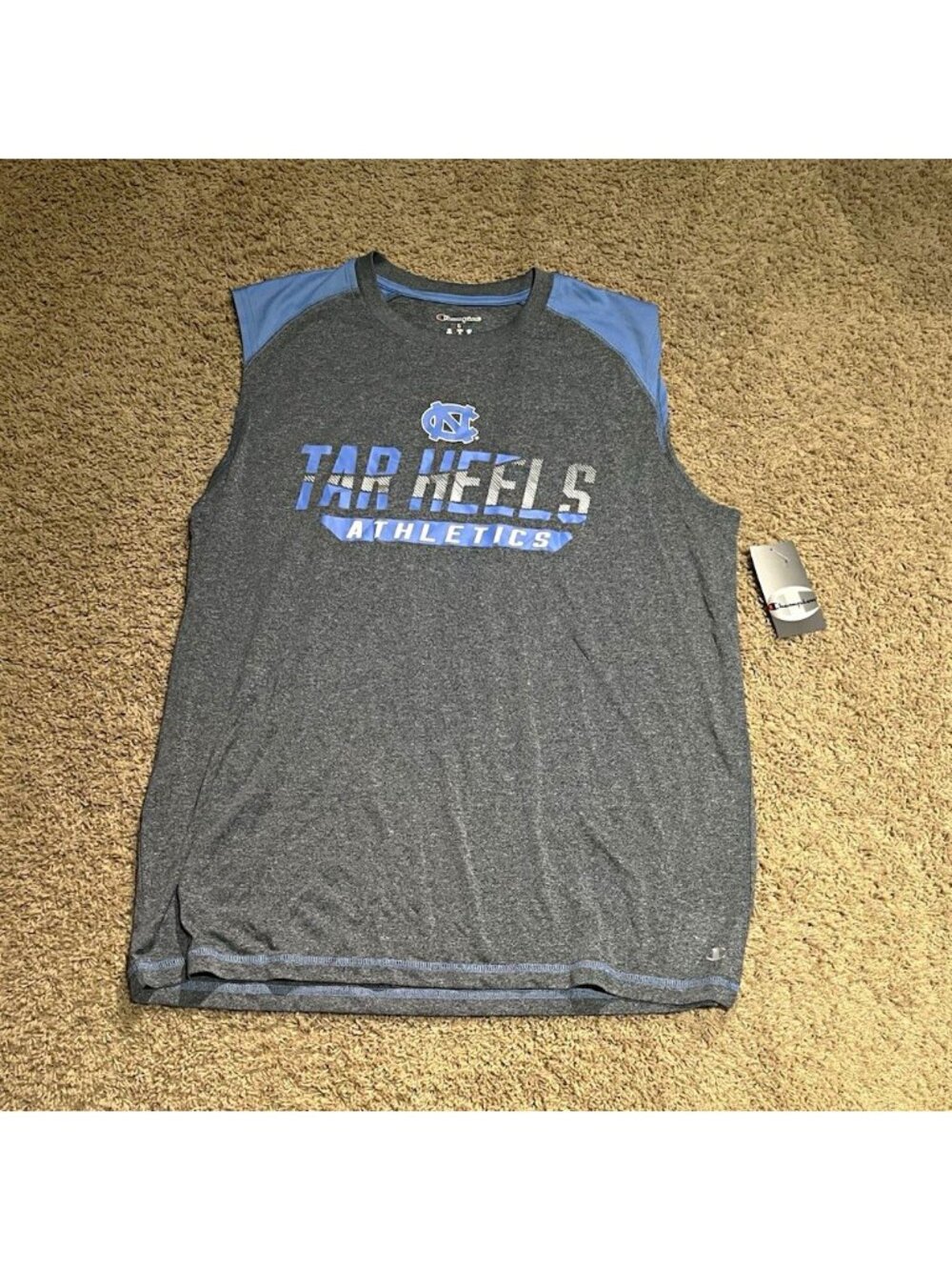 Champion North Carolina Tar Heels Gray/Blue Sleeveless Shirt Size L